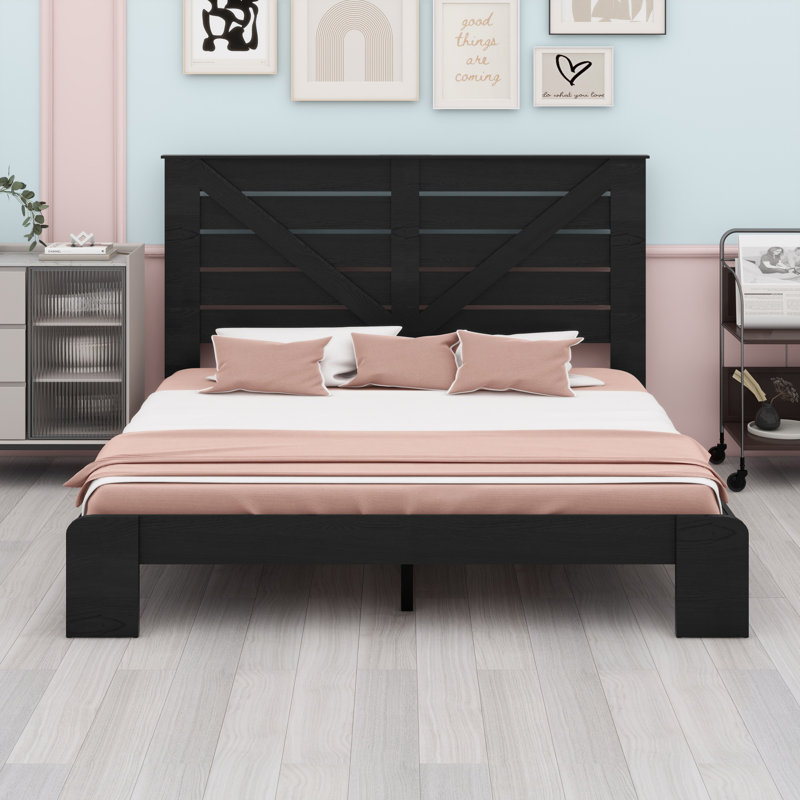 Tête de lit, tête de lit plateforme, grand rangement sous le lit, Très grand, Noir