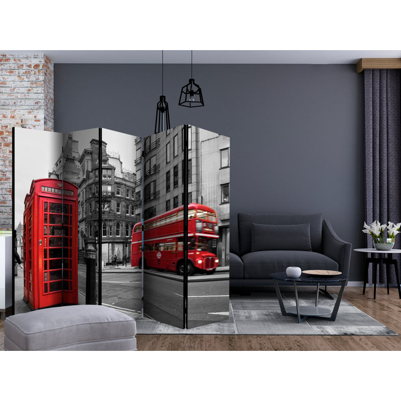 225 cm W x 172 cm H 5 - Panel Solid Wood Folding Room Divider