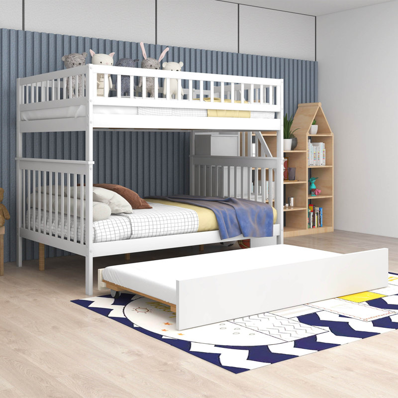 Dessma Kids Full Over Full Bunk Bed with Trundle, White