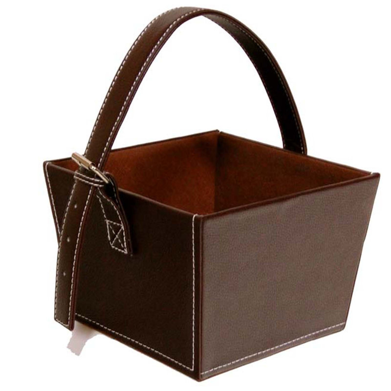 Faux panier en cuir Baderbräu, H 5 po x l 8 po x P 8 po, Noir