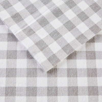 Ensemble de draps imprimés à chevrons 4 pièces, gris, format king