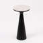 Table d'appoint moderne avec plateau en marbre blanc et piédestal noir brossé-577230545