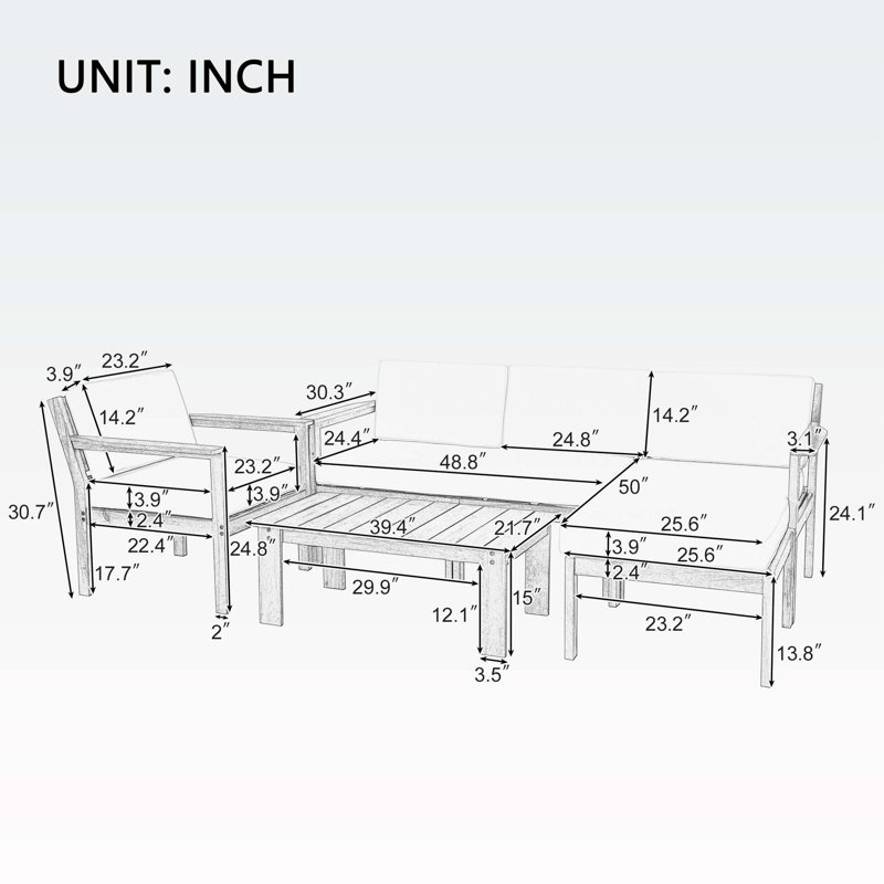 Ensemble modulaire d'extérieur avec coussins 23,3 po Dinardi, Beige