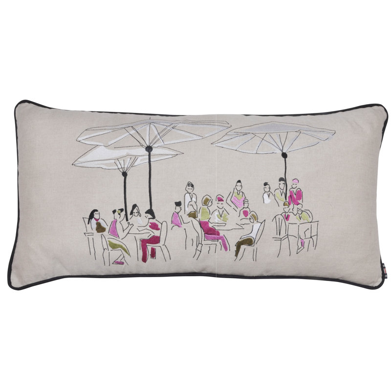 Mazzola Beige Rectangular Cushion, White