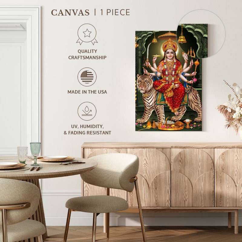 Adella Durga On A Tiger, 24" H x 16" W