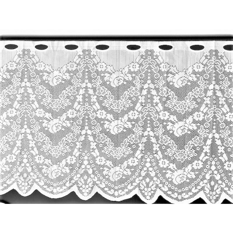Cantonnière blanche sur mesure à motif floral 60 po Angenetta