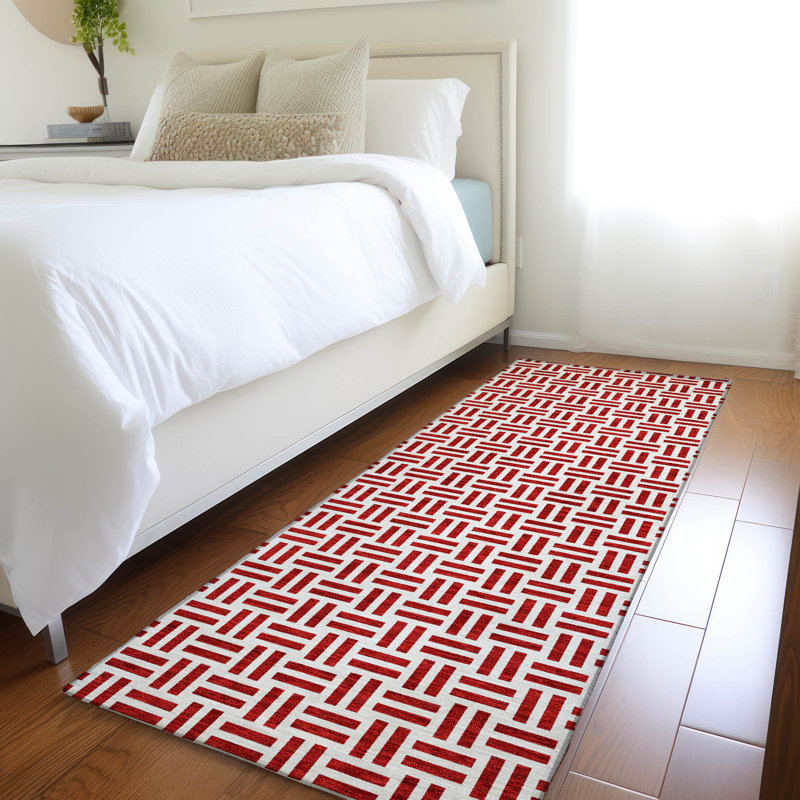 Premium Machine Washable Prisco Red Rug, Runner 2'3" x 7'6"