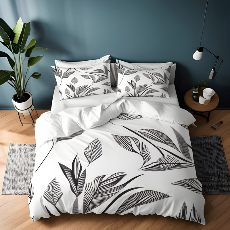 Polyester Floral Duvet Cover, Queen Duvet Cover + 2 Queen Shams