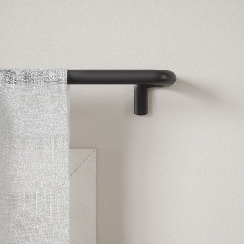 Ailanni Expandable 3/4" Blackout Curtain 66"-144" Rod Set, Black, Black, 66" - 144"