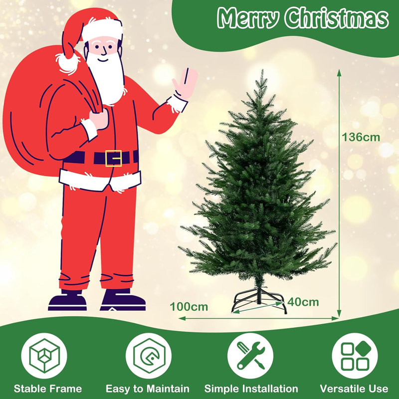 Lighted Artificial Pine Christmas Tree, 136cm H