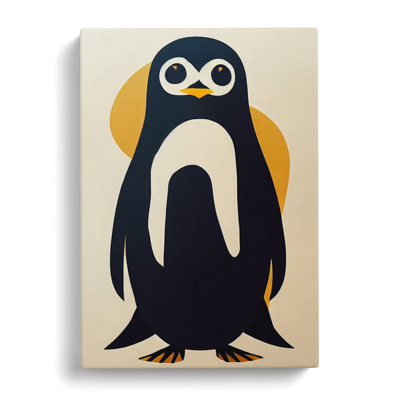 Penguin Abstract Art No.7 - Wall Art, 76cm H x 50cm W, Wrapped Canvas, No Matte