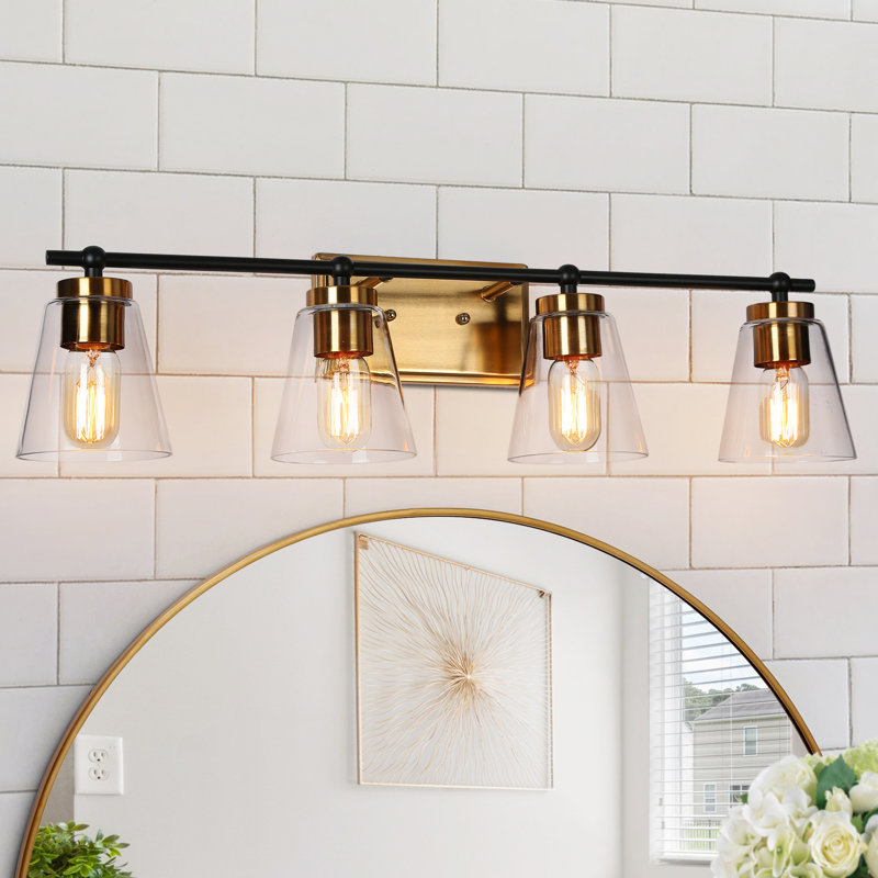 4-Light Dimmable Modern Bathroom Vanity Light, 8" H x 29" W x 6.5" D, 4 Lights