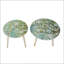 Ensemble de 2 tables d'appoint, table basse ronde, plateau en cerisier peint
