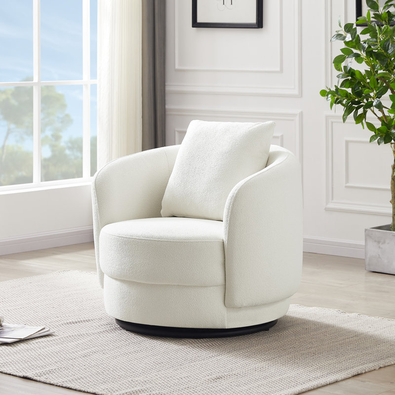 Fauteuil demi-tonneau l 34 po Aziel, Beige Boucle