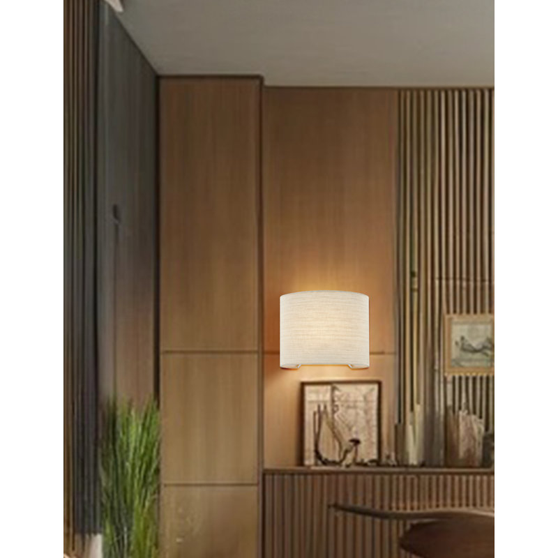 Textile - ADA Wide Oval  Wall Sconce - Linen Fabric Shade, Cream