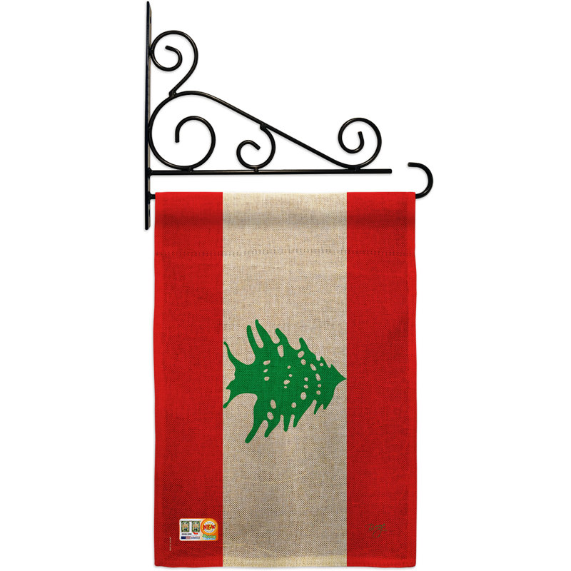 En toile jute 2 côtés 19 x 13 po liban drapeau de jardin