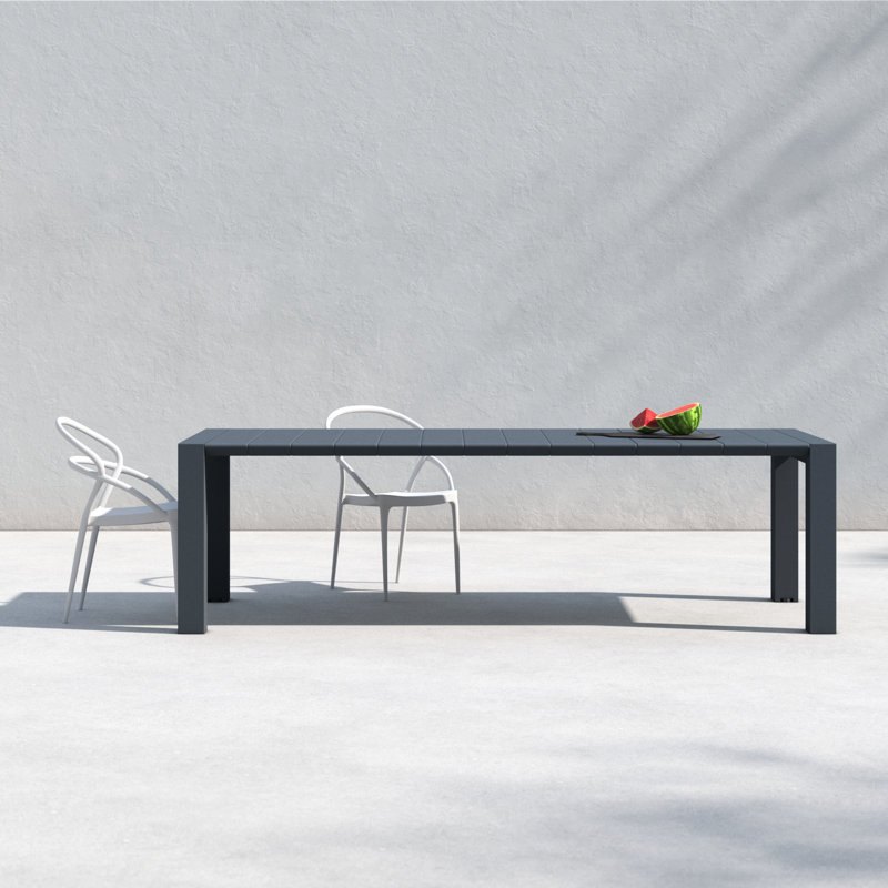 Spector Extendable Dining Table, Dark Gray, 39" W x 102" L x 29.5" H