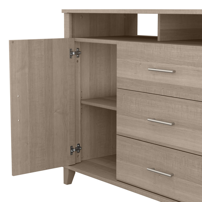 Armoire grande Katia avec meuble télé avec commode Katia, Gris cendré