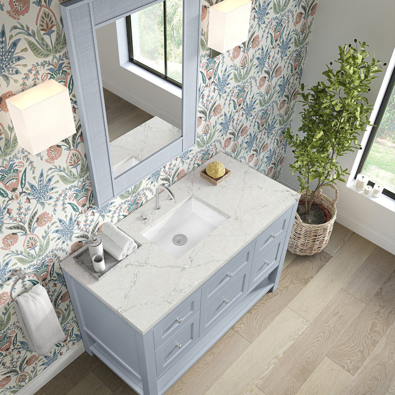 Breckenridge 48'' W Single Vanity, Victorian Silver, Serenity Blue, 8" Widespread