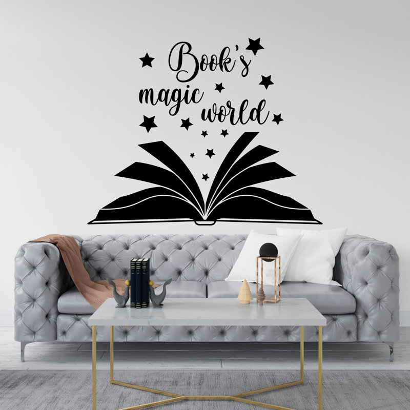 Autocollants muraux en vinyle livre, monde magique, H 37 po x l 30 po, Bleu glacier