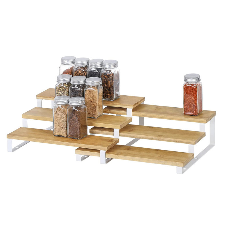 Freestanding Wood Spice Rack with Adjustable Racks