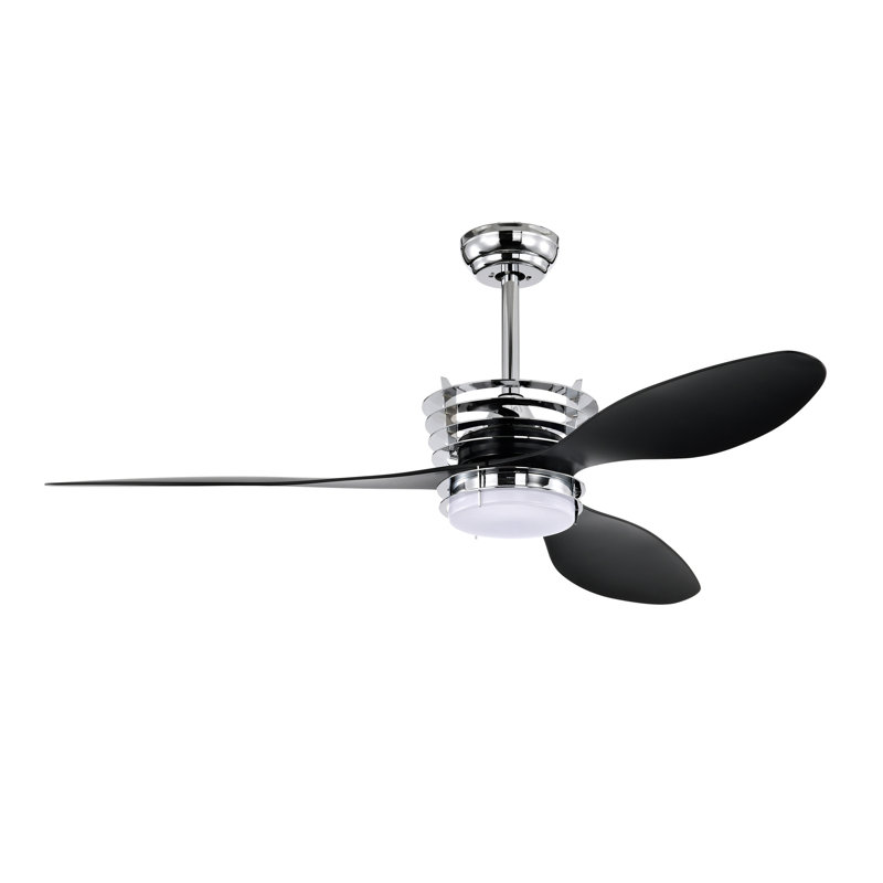 Ventilateur de plafond 52 po avec pales en ABS avec lumières et télécommande DC, ventilateur de plafond moderne à moteur à courant continu avec 3 pales en ABS et 2 tiges, ventilateur de plafond intérieur avec lumière pour la chambre à coucher, le 