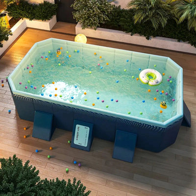2.6M Pvc Folding Pool (Not Inflatable) Bathes And Cools In Summer, Suitable For Outdoor Patio Beach Garden