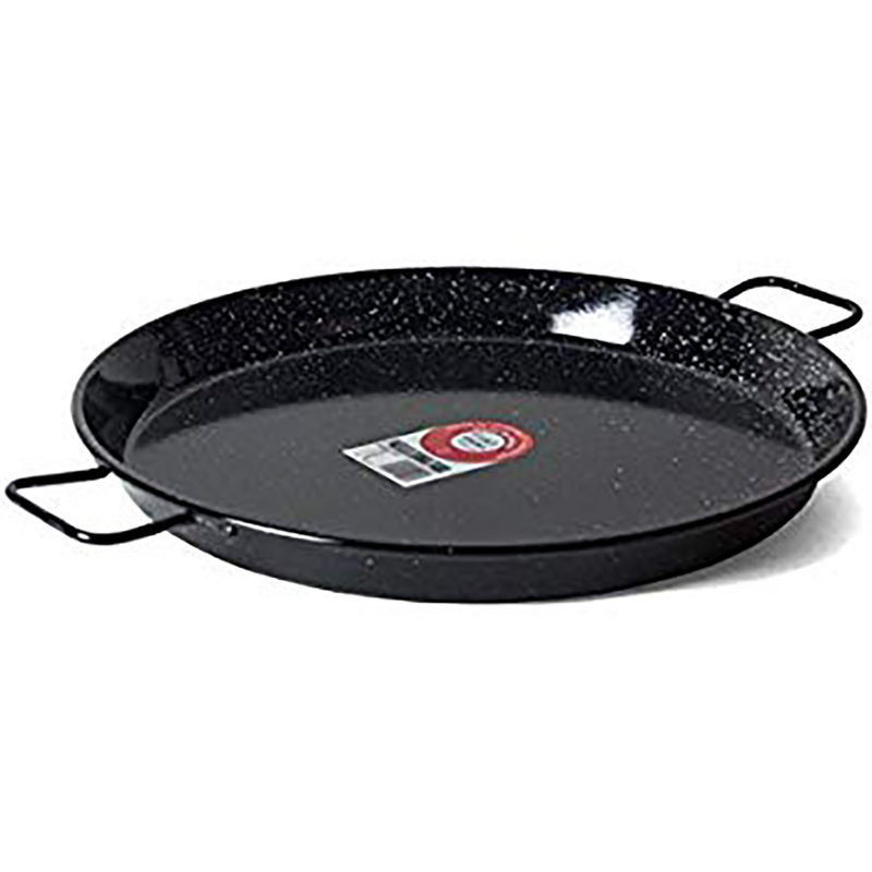 20-Inch Black Enameled Steel Paella Pan