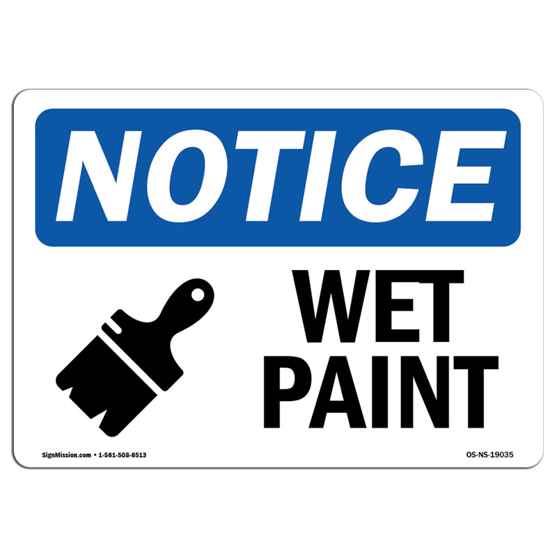 Enseigne de peinture mouillée avec décalcomanie 7 po x 5 po, H 5 po x l 7 po x P 0,1 po