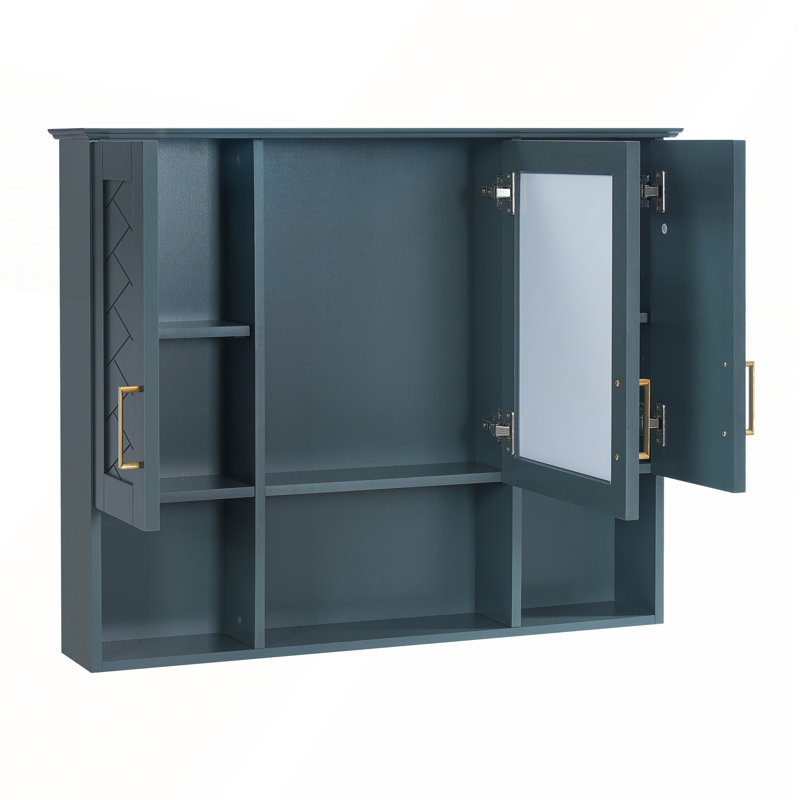 Armoire à pharmacie murale 35 po 2 en 1 avec tablettes réglables, portes à fermeture douce et miroir haute définition pour meuble-lavabo