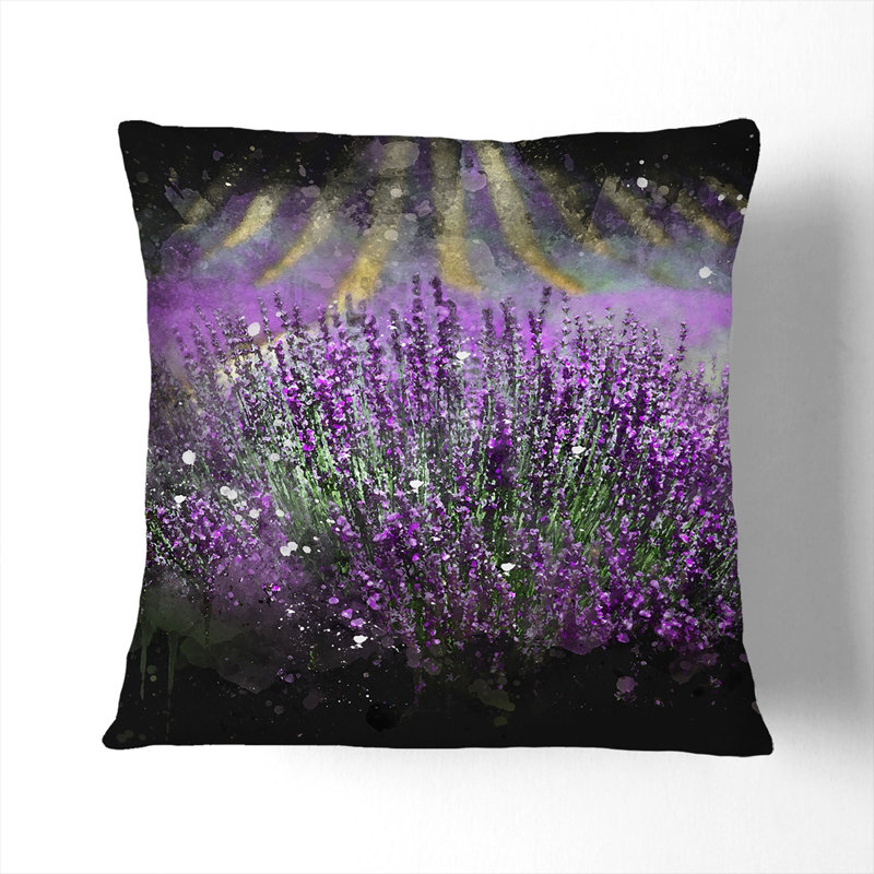 Lavender Vol.3 Paint Splash Square Throw Cushion, Black, 55cm H x 55cm W x 20cm D