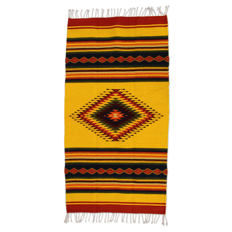 Wool Abstract Area Rug in Yellow