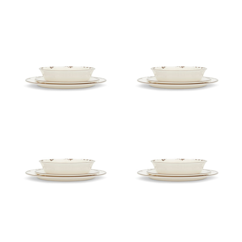 Darren 12 Piece Melamine Dinnerware Set - Service for 4, Ivory