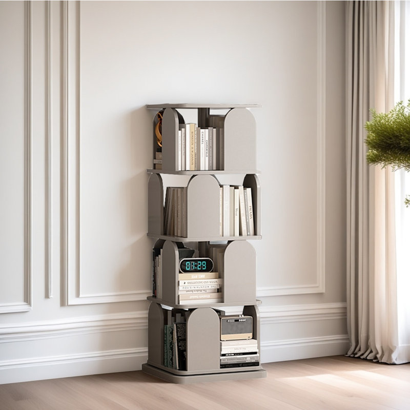 Modern style rotating bookcase, Light gray, (4 Shelves) 52.56"H x 19.29"W x 19.29"D