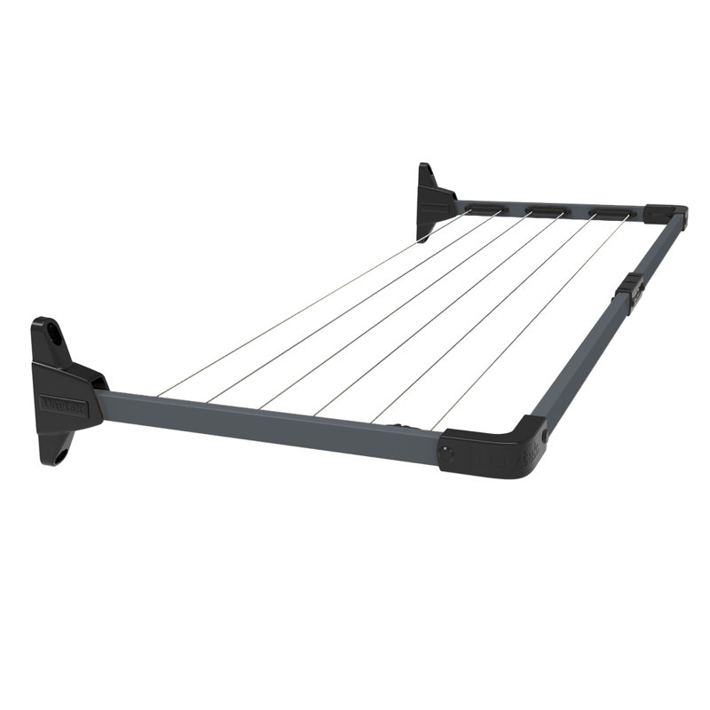 Daytek Steel Fold Down Wall-Mounted Drying Rack, 8.3" H x 60.6" W x 22" D, Iron Gray