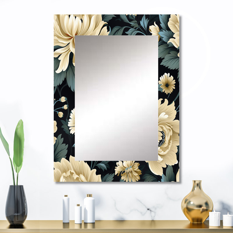 Flower Damask Breeze - Damask Mirror Wall Decor, 32" x 24"