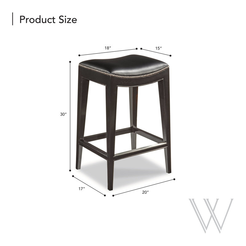 Tabouret de bar et de comptoir Jackson, Cuir noir / cadre noir, Tabouret de bar (assise de 30 po de hauteur)
