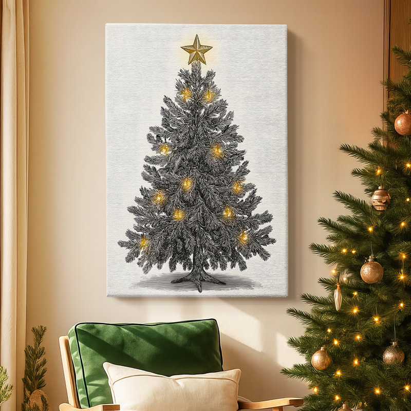 Perle de conifère à minuit - Toile tendue avec châssis de qualité supérieure, H 18 po x l 12 po