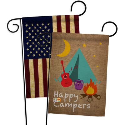 Drapeau de jardin en polyester 19 x 13 po Happy Campers