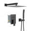 Pomme de douche double - Système de douche mural carré de 12 pouces avec valve brute, noir mat