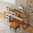 Nhia Glass Makeup Vanity set with Built in Outlets Glass Top,Expandable, Corner-116649279-116649277