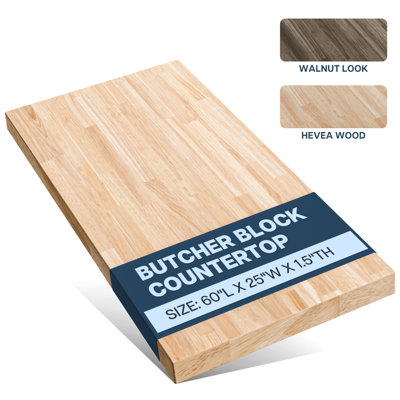 Bartlum Sturdy Solid Hevea Wood Block Countertop for Workbenches