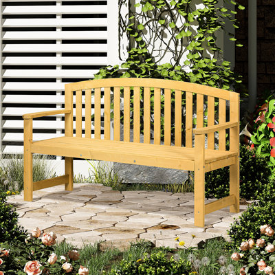 Banc de jardin en bois 56 po avec accoudoirs - 2 extérieur naturel pour porche, piscine, balcon extérieur