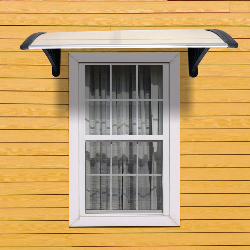 40*38 In Household Application Door and Window Rain Cover Eaves Transparent Board and White Holder with Rain, Snow and UV Protection Door Canopy