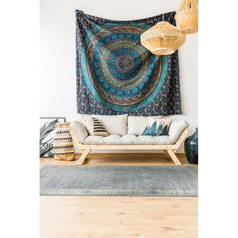 Tapis gris en laine noué à la main gris, 6 pi x 9 pi