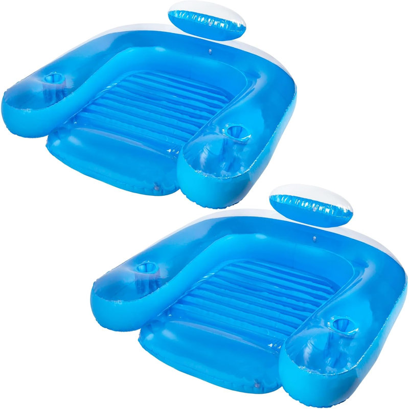 Chaise longue gonflable avec dossier flottant et porte-gobelets
