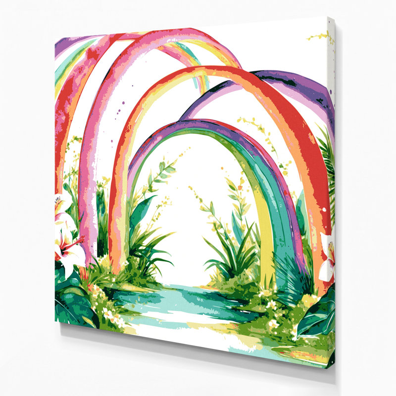 Art mural sur toile hawaïen arc-en-ciel blanc, H 16 po x l 16 po