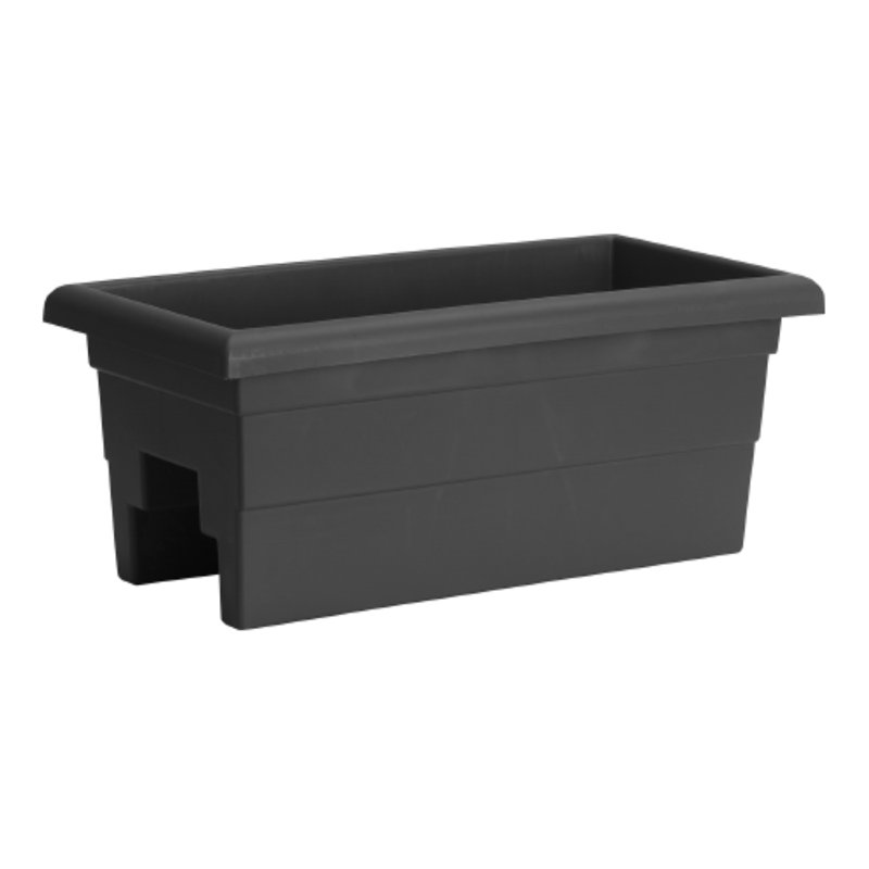 Kaysville Plastic Rectangular Railing Planter, Dark Brown