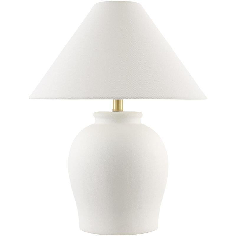 Chemise 22" Ceramic Table Lamp, White, Classic Linen