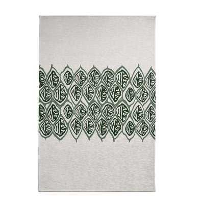 Tapis géométrique vert foncé / ivoire